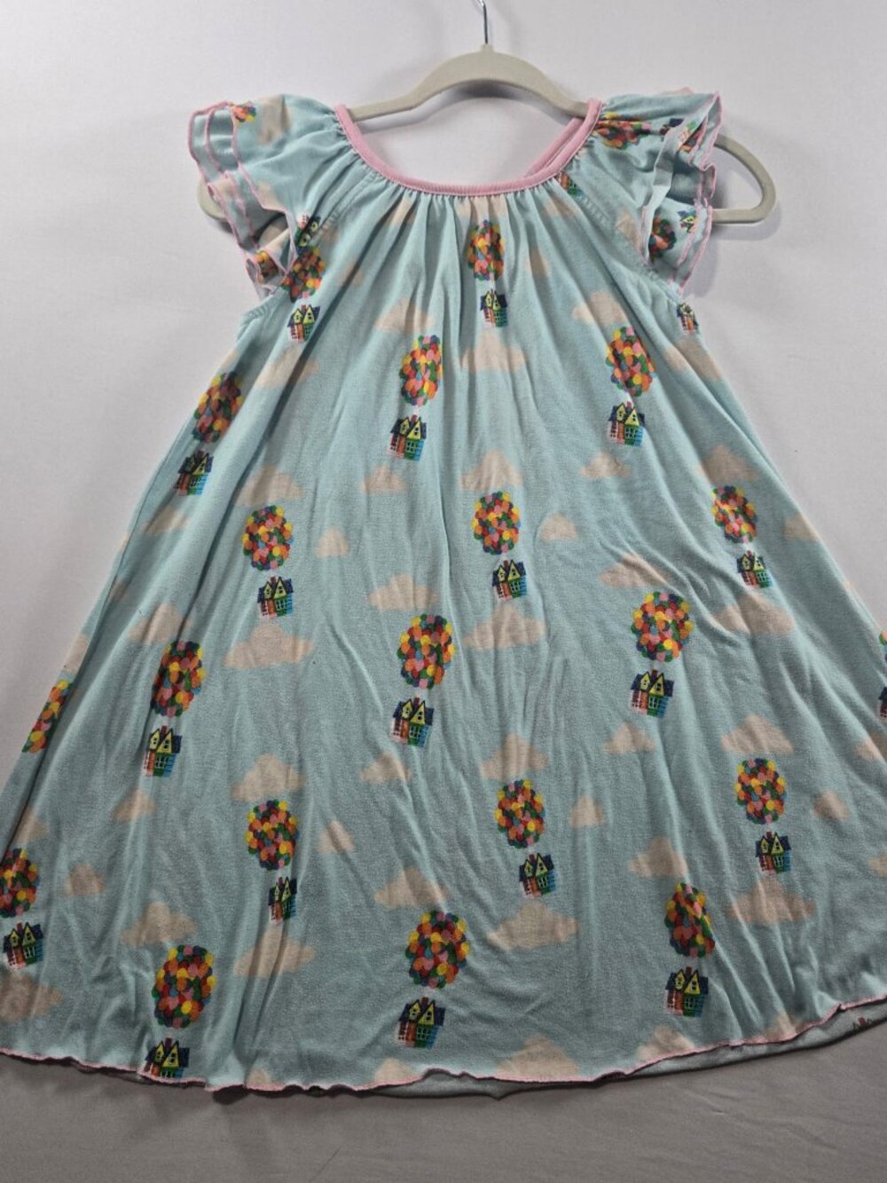 Disney Pixar Up Girls Nightgown Size 7/8 Blue Balloon House Flutter Sleeve Pajam - Picture 5 of 9
